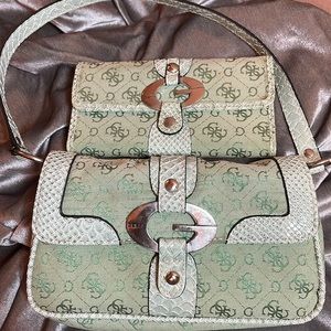 Faux snakeskin bag and wallet set